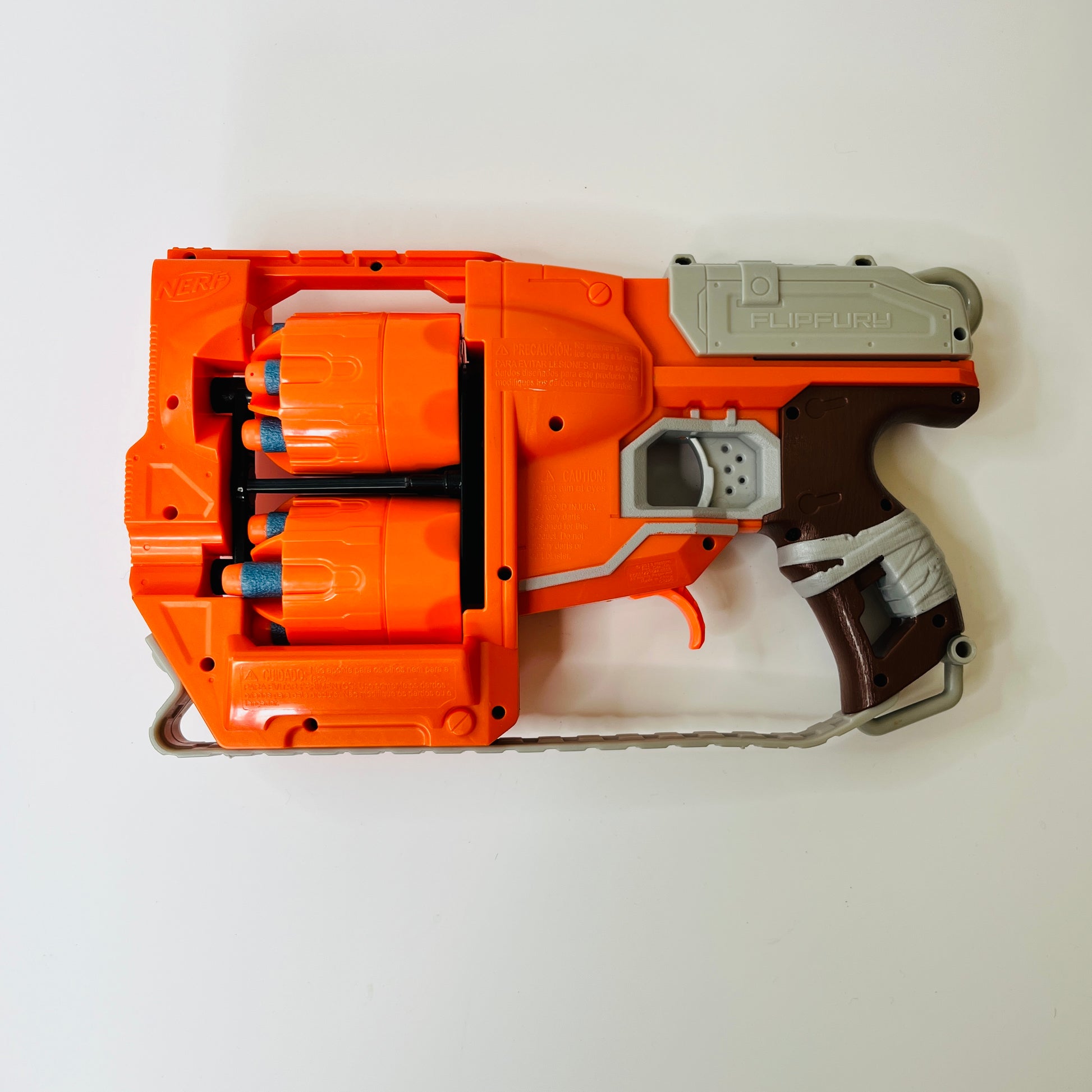 Nerf Orange Dart Gun Guns N-Strike Zombie Strike Flipfury Blaster Double  Barrel